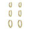 Trio de Brincos Argolinha Kel Zircônias Folheado a Ouro 18k