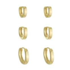 Trio de Brincos Argolinha Gaby Folheado a Ouro 18k