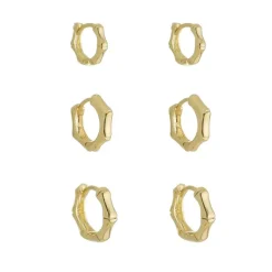 Trio de Brincos Argolinha Josi Folheado a Ouro 18k