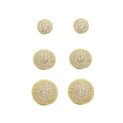 Trio de Brincos Chuveirinho Serena Zircônias Folheado a Ouro 18k