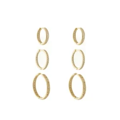Trio de Brincos Clarice Zircônias Folheado a Ouro 18k
