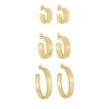 Trio de Brincos de Argola Vintage Sophie Folheado a Ouro 18k