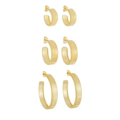 Trio de Brincos de Argola Vintage Sophie Folheado a Ouro 18k