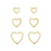Trio de Brincos de Coração Tati Folheado a Ouro 18k