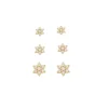 Trio de Brincos Luli Mini Flor Zircônias Folheado a Ouro 18k