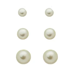 Trio de Brincos Pérolas Folheado em Ródio Branco